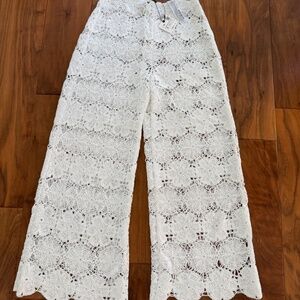 Zara White Crochet Pants S